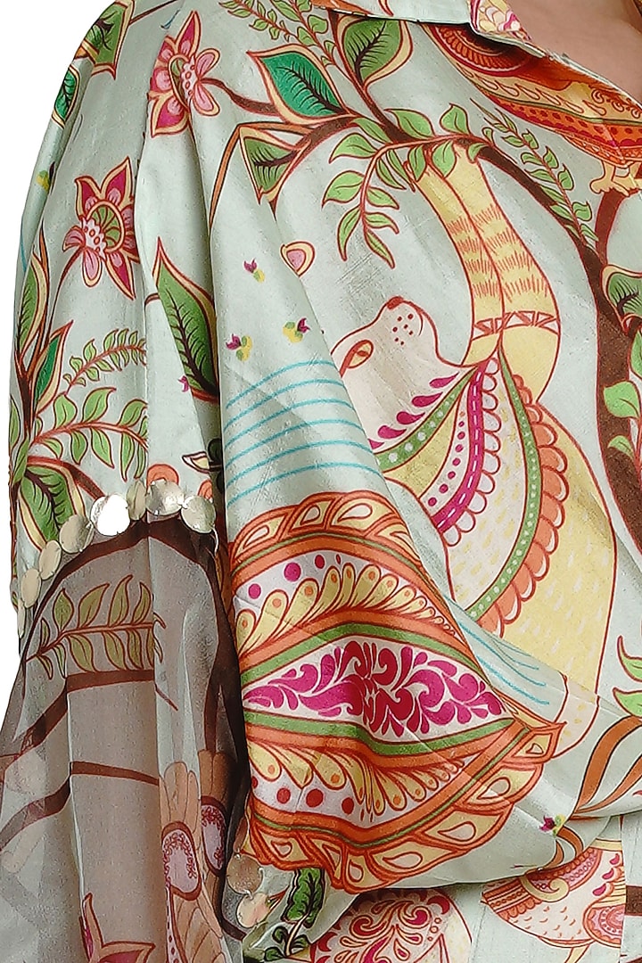 Green Embroidered Summer Shirt Dress by Limerick By Abirr N' Nanki at Pernia's Pop Up Shop