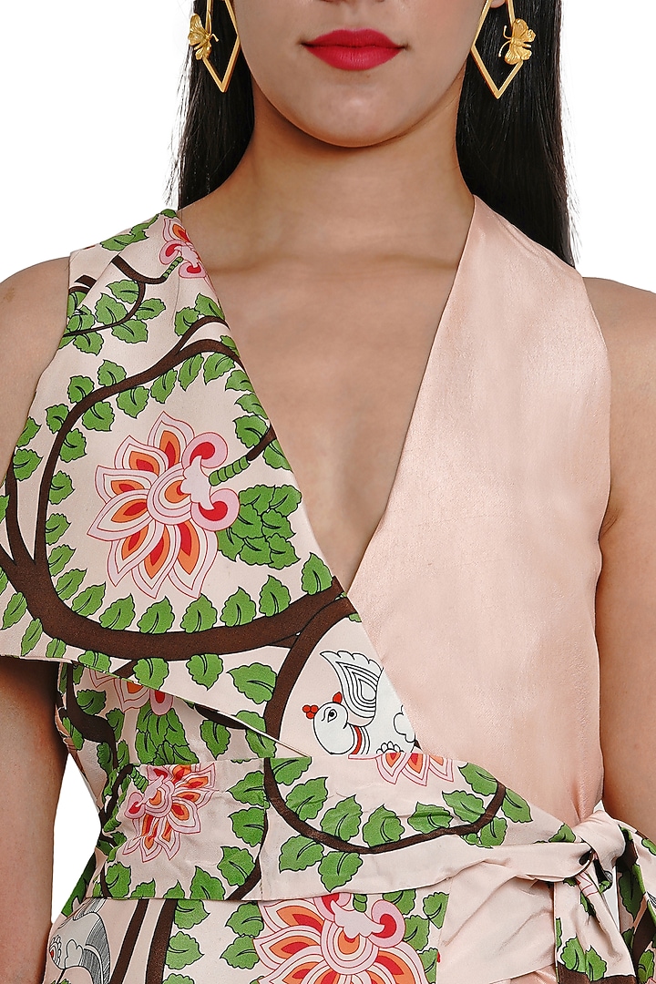 Blush Pink Hand Embroidered Jacket With Sash by Limerick By Abirr N' Nanki at Pernia's Pop Up Shop