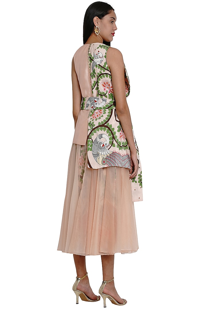Blush Pink Printed Skirt by Limerick By Abirr N' Nanki at Pernia's Pop Up Shop