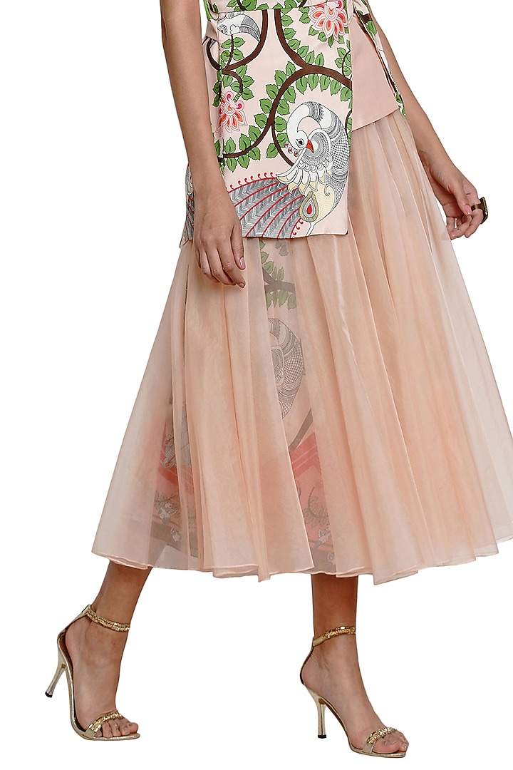 Blush Pink Printed Skirt by Limerick By Abirr N' Nanki at Pernia's Pop Up Shop