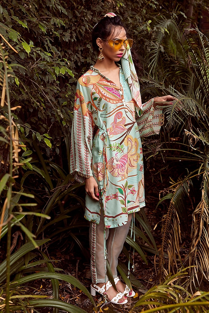 Pistachio Green Printed Kurta by Limerick By Abirr N' Nanki at Pernia's Pop Up Shop