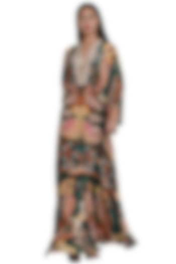 Dark Green Printed Kaftan Jumpsuit by Limerick By Abirr N' Nanki at Pernia's Pop Up Shop