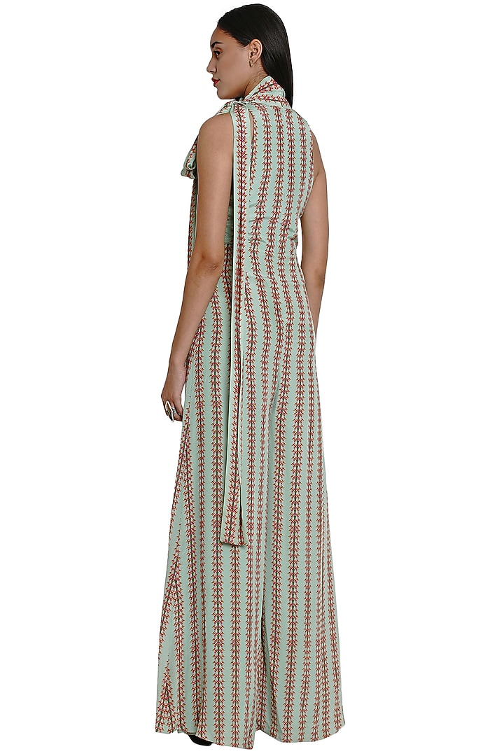 Pistachio Green Embroidered Jumpsuit by Limerick By Abirr N' Nanki at Pernia's Pop Up Shop
