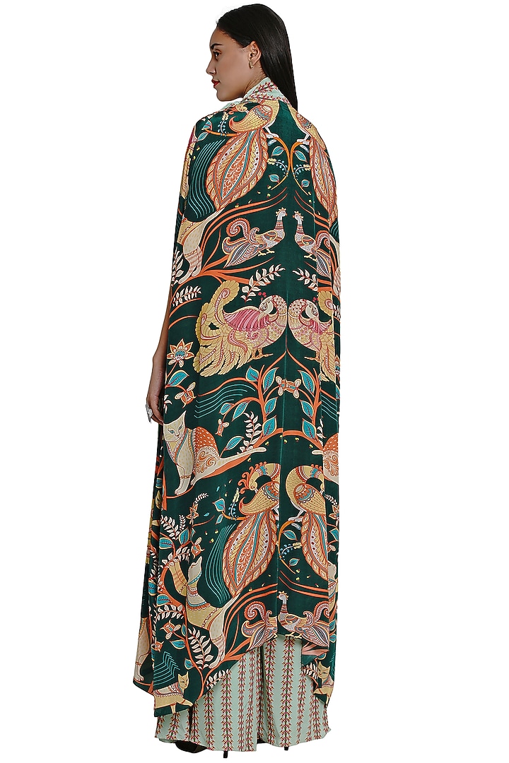 Dark Green Hand Embroidered Cape by Limerick By Abirr N' Nanki at Pernia's Pop Up Shop