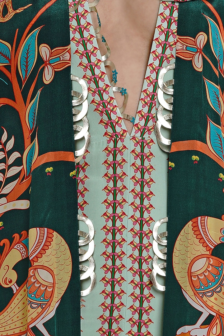 Dark Green Hand Embroidered Cape by Limerick By Abirr N' Nanki at Pernia's Pop Up Shop