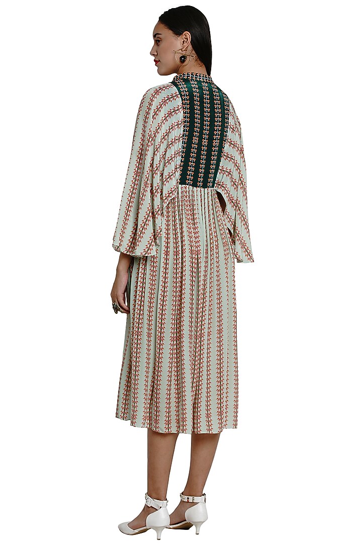 Pistachio Green Vacation Dress With Floral Work by Limerick By Abirr N' Nanki at Pernia's Pop Up Shop
