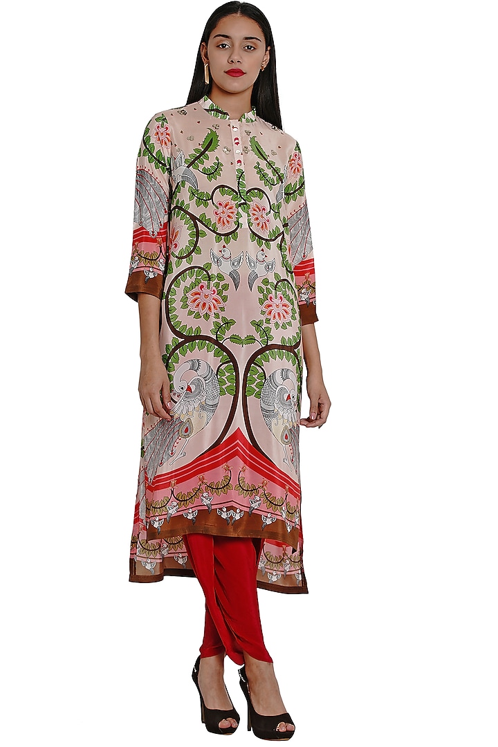 Blush Pink Tunic With Cutwork Embroidery by Limerick By Abirr N' Nanki