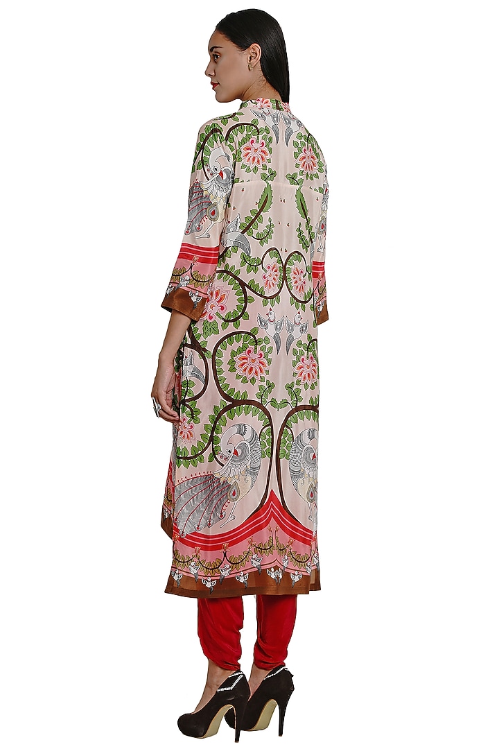 Blush Pink Tunic With Cutwork Embroidery by Limerick By Abirr N' Nanki at Pernia's Pop Up Shop