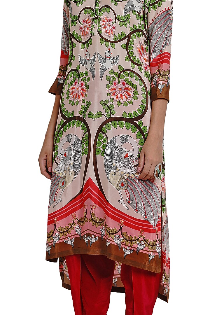 Blush Pink Tunic With Cutwork Embroidery by Limerick By Abirr N' Nanki at Pernia's Pop Up Shop