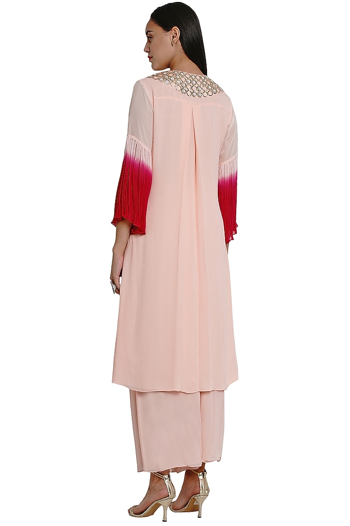 Blush Pink Embroidered Kurta With Pants by Limerick By Abirr N' Nanki at Pernia's Pop Up Shop
