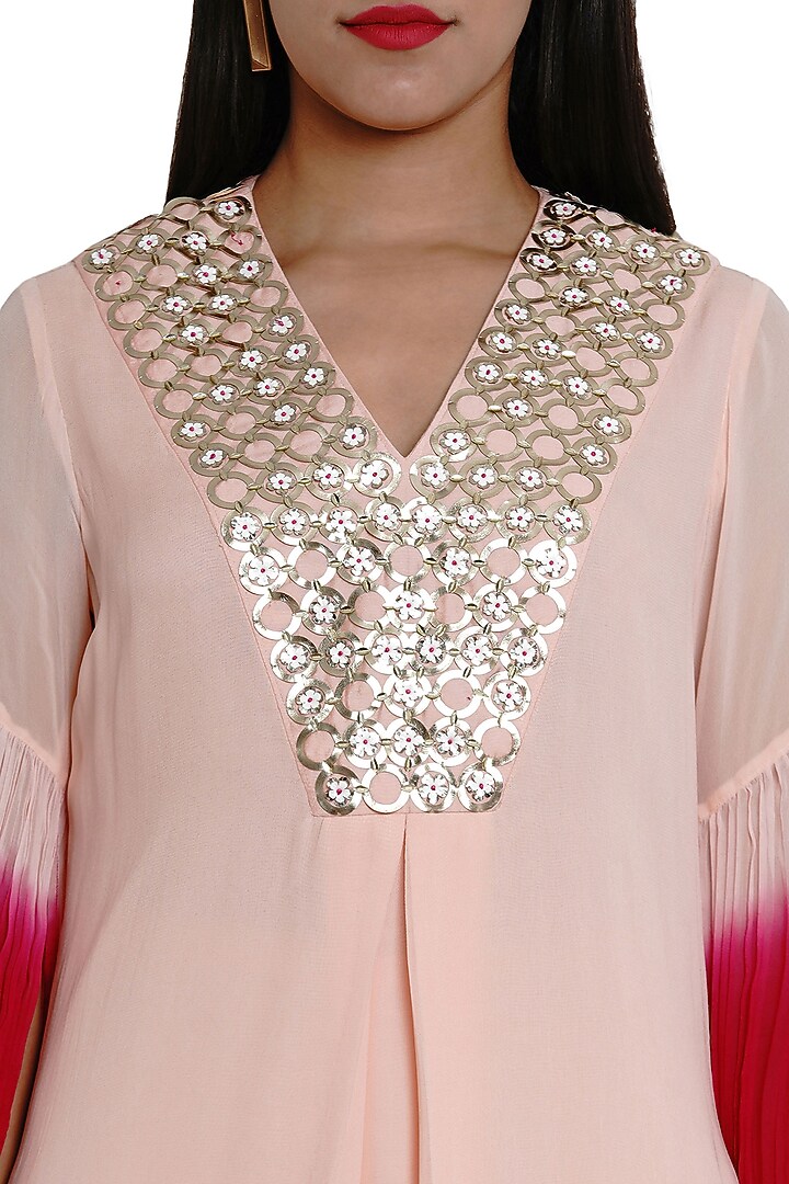 Blush Pink Embroidered Kurta With Pants by Limerick By Abirr N' Nanki at Pernia's Pop Up Shop