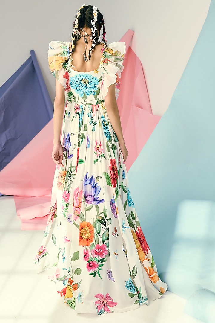 Ivory Printed Maxi Vacation Dress by Limerick By Abirr N' Nanki at Pernia's Pop Up Shop