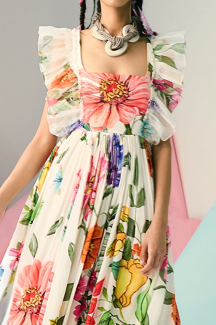 Ivory Printed Maxi Vacation Dress by Limerick By Abirr N' Nanki at Pernia's Pop Up Shop