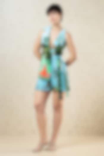 Aqua Green Crepe Statement Embroidered Playsuit by Limerick By Abirr N' Nanki at Pernia's Pop Up Shop