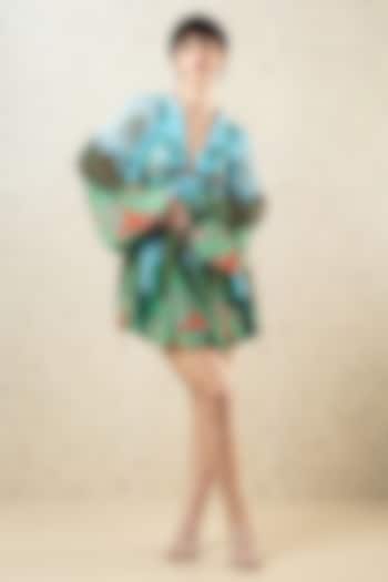 Aqua Green Printed Georgette Statement Vacation Dress by Limerick By Abirr N' Nanki at Pernia's Pop Up Shop