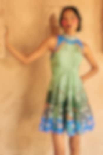 Mint Green Stripe Textured Organza Embroidered Vacation Dress by Limerick By Abirr N' Nanki at Pernia's Pop Up Shop