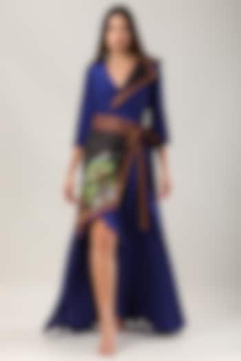 Blue Crepe Printed Maxi Vacation Dress by Limerick By Abirr N' Nanki at Pernia's Pop Up Shop