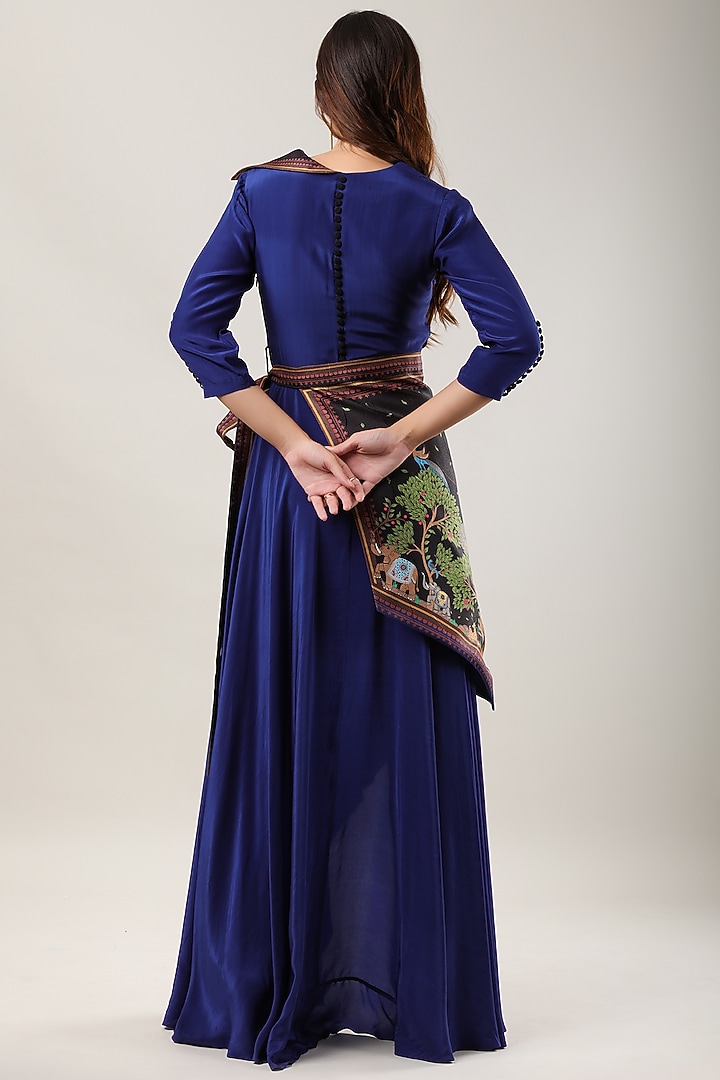 Blue Crepe Printed Maxi Vacation Dress by Limerick By Abirr N' Nanki at Pernia's Pop Up Shop
