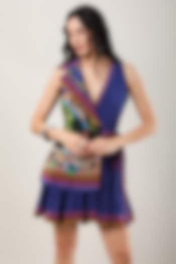 Blue Crepe Printed Playsuit by Limerick By Abirr N' Nanki at Pernia's Pop Up Shop