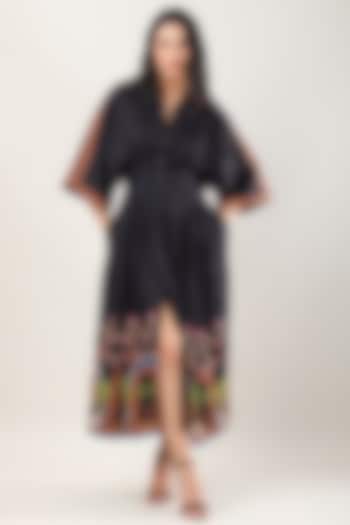 Black Cotton Poplin Printed Mini Vacation Dress by Limerick By Abirr N' Nanki at Pernia's Pop Up Shop
