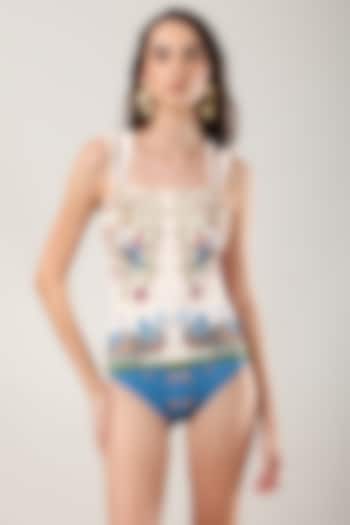 Ivory Polyester Printed Monokini by Limerick By Abirr N' Nanki at Pernia's Pop Up Shop