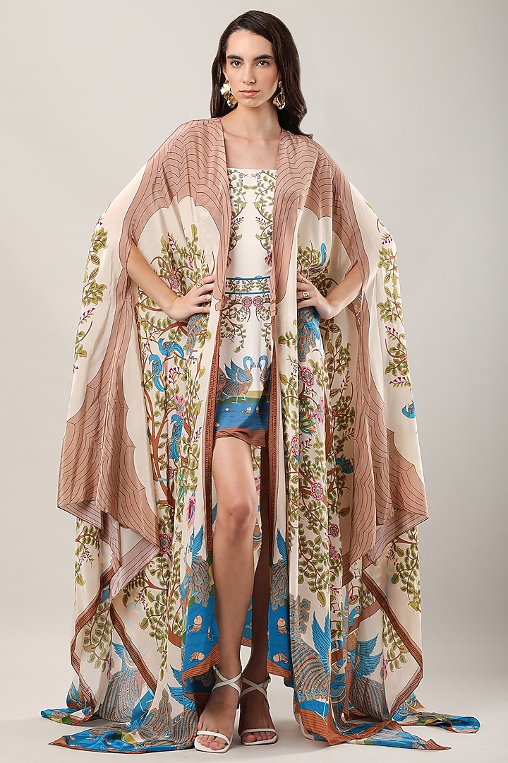 Multi-Colored Crepe Printed Cape by Limerick By Abirr N' Nanki at Pernia's Pop Up Shop