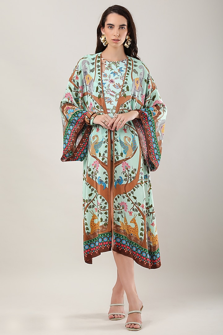 Multi-Colored Crepe Printed Kimono by Limerick By Abirr N' Nanki at Pernia's Pop Up Shop
