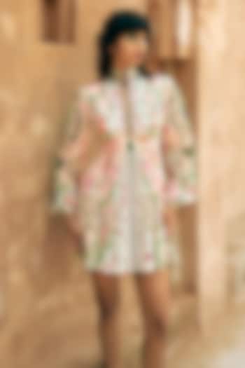 Blush Pink Crepe Printed Statement Vacation Dress by Limerick By Abirr N' Nanki at Pernia's Pop Up Shop