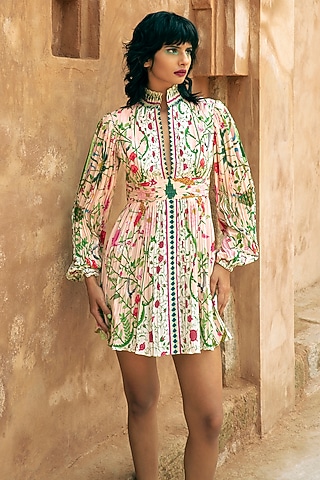 Blush Pink Crepe Printed Statement Dress by Limerick By Abirr N' Nanki