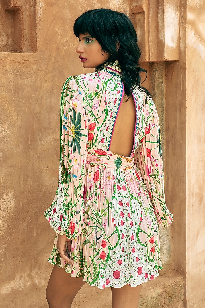 Blush Pink Crepe Printed Statement Vacation Dress by Limerick By Abirr N' Nanki at Pernia's Pop Up Shop