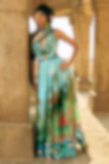 Mint Green Crepe Embroidered Maxi Vacation Dress by Limerick By Abirr N' Nanki at Pernia's Pop Up Shop