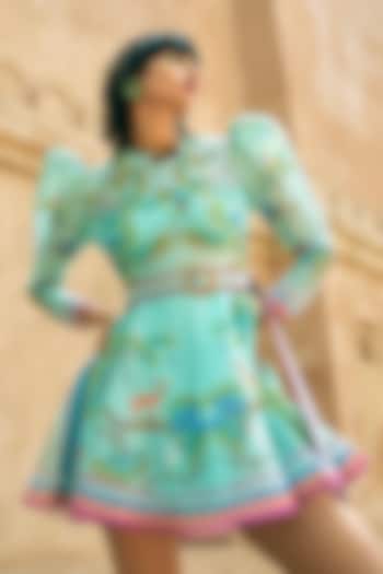 Mint Stripe Textured Organza Printed Vacation Dress by Limerick By Abirr N' Nanki at Pernia's Pop Up Shop