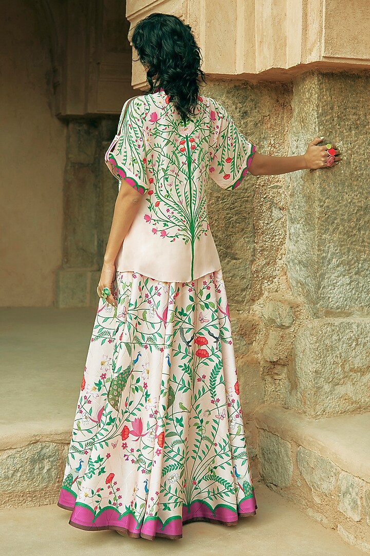 Multi-Coloured Textured Satin Floral Printed Skirt by Limerick By Abirr N' Nanki at Pernia's Pop Up Shop