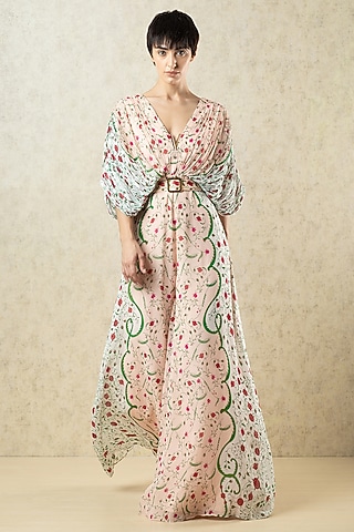 Multi-Coloured Georgette Floral Printed Jumpsuit by Limerick By Abirr N' Nanki