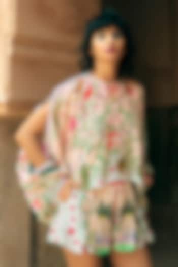 Multi Coloured Crepe Printed Shorts by Limerick By Abirr N' Nanki at Pernia's Pop Up Shop
