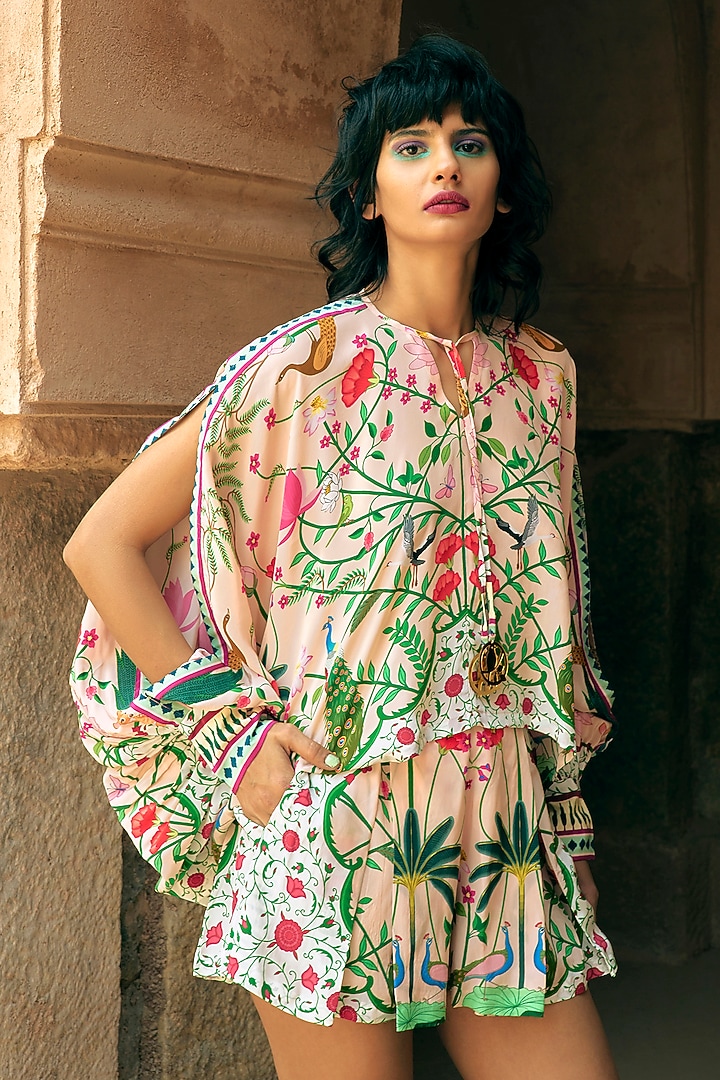Multi Coloured Crepe Printed Shorts by Limerick By Abirr N' Nanki at Pernia's Pop Up Shop