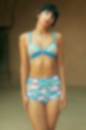 Multicoloured Polyester Spandex Printed Bikini Set by Limerick By Abirr N' Nanki at Pernia's Pop Up Shop