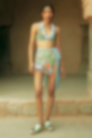 Multicoloured Polyester Spandex Printed Bikini Set by Limerick By Abirr N' Nanki at Pernia's Pop Up Shop