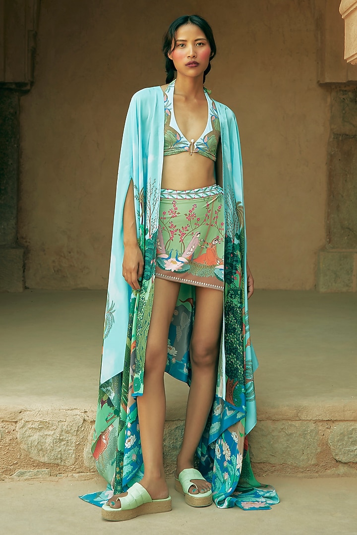 Multicoloured Crepe Printed Cape by Limerick By Abirr N' Nanki at Pernia's Pop Up Shop