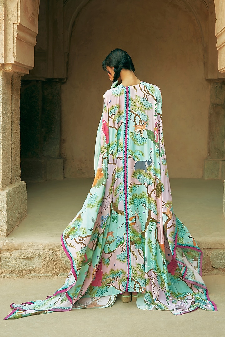 Multicoloured Crepe Printed Cape by Limerick By Abirr N' Nanki at Pernia's Pop Up Shop