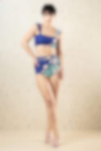 Midnight Blue Polyester & Spandex Printed Bikini Set by Limerick By Abirr N' Nanki at Pernia's Pop Up Shop
