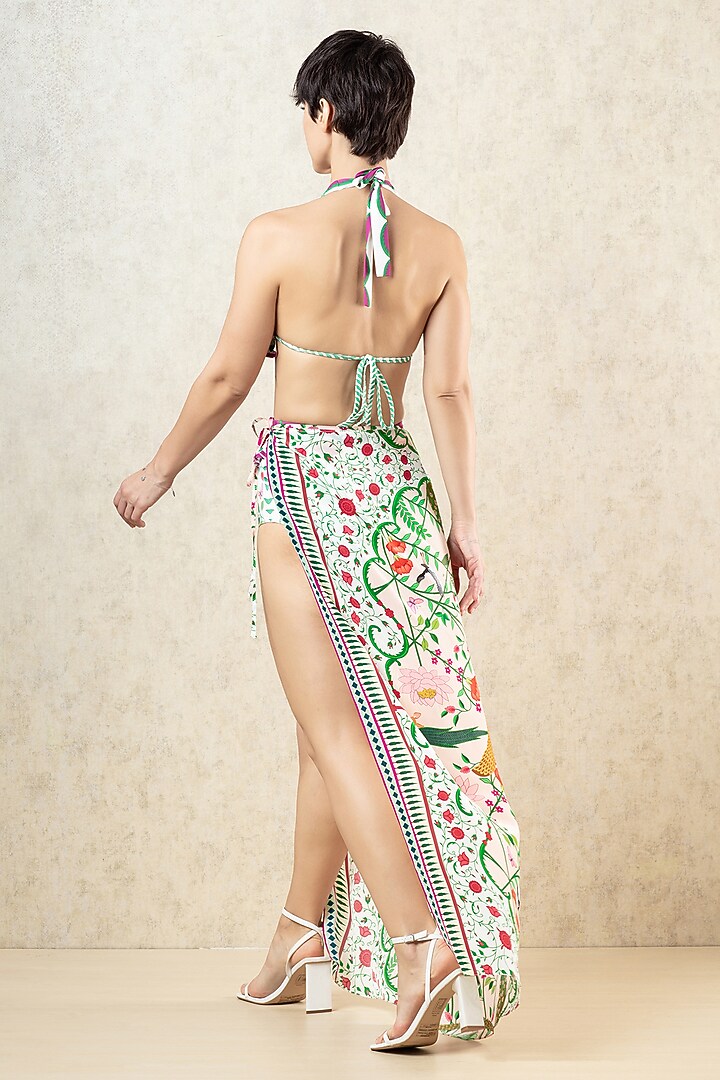 Multicoloured Crepe Kangra Miniature Print Sarong by Limerick By Abirr N' Nanki at Pernia's Pop Up Shop
