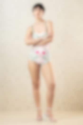 Blush Pink Spandex Printed Monokini by Limerick By Abirr N' Nanki at Pernia's Pop Up Shop