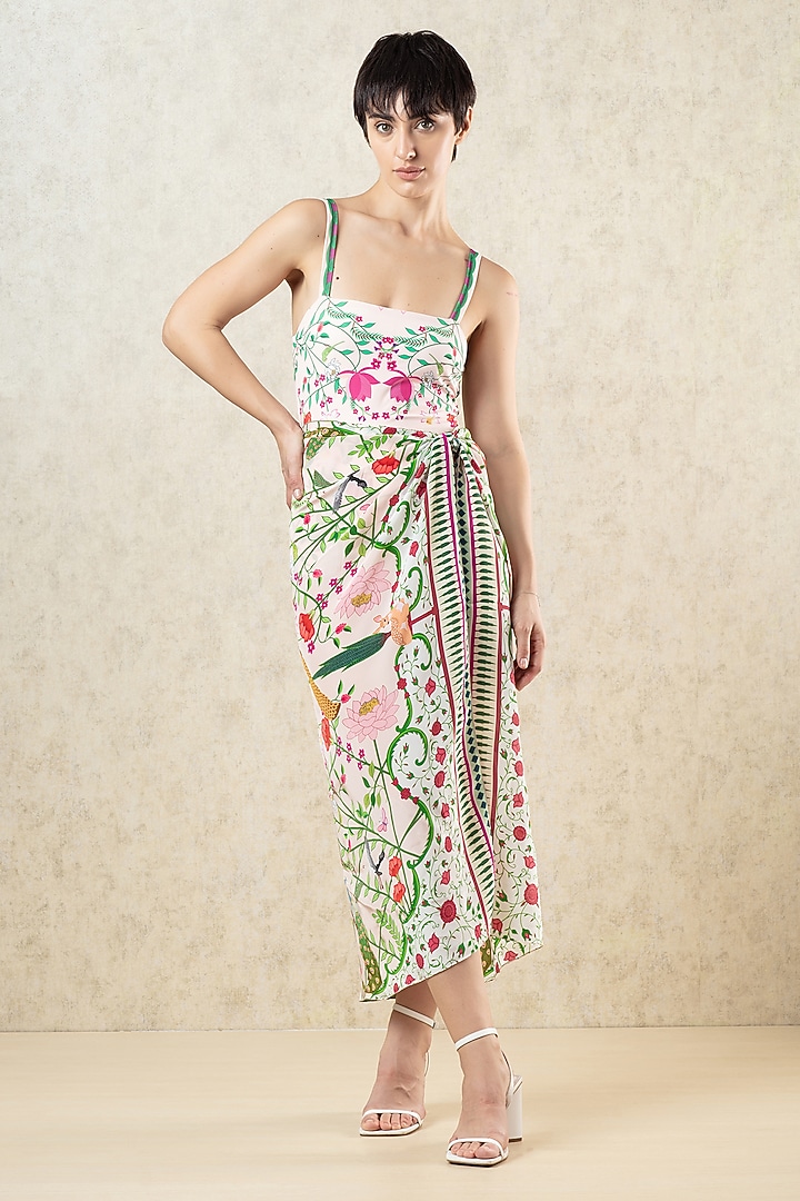Multicoloured Crepe Printed Scarf by Limerick By Abirr N' Nanki at Pernia's Pop Up Shop