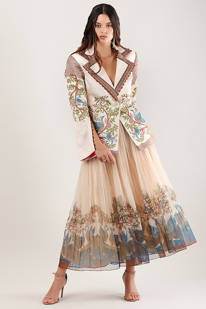 Multi-Colored Organza Printed Midi Skirt by Limerick By Abirr N' Nanki at Pernia's Pop Up Shop