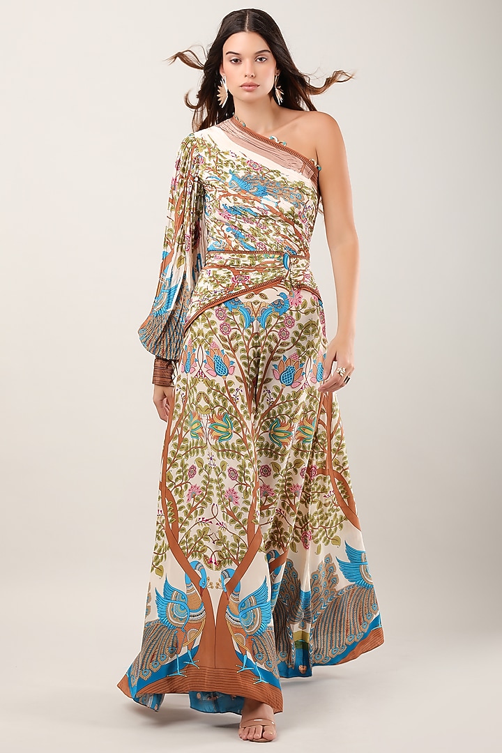 Multi-Colored Crepe Printed & Embroidered Jumpsuit by Limerick By Abirr N' Nanki at Pernia's Pop Up Shop