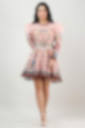 Multi-Colored Organza Printed Flared Mini Vacation Dress by Limerick By Abirr N' Nanki at Pernia's Pop Up Shop
