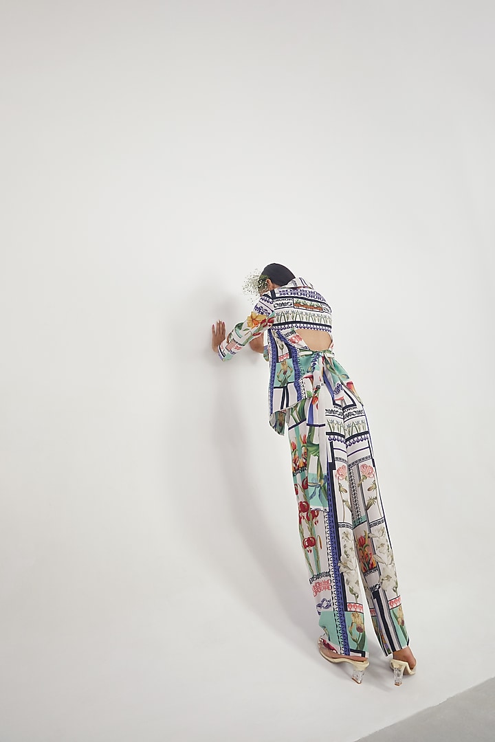Ivory Crepe Printed Pant Set by Limerick By Abirr N' Nanki at Pernia's Pop Up Shop