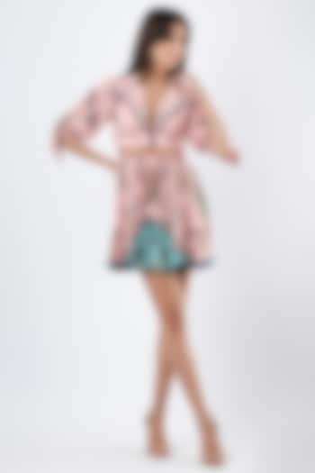 Blush Pink Crepe Printed Mini Vacation Dress by Limerick By Abirr N' Nanki at Pernia's Pop Up Shop