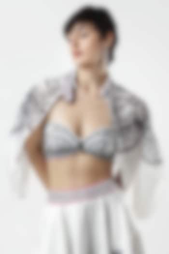 Ivory & Black Crepe Printed Bustier by Limerick By Abirr N' Nanki at Pernia's Pop Up Shop